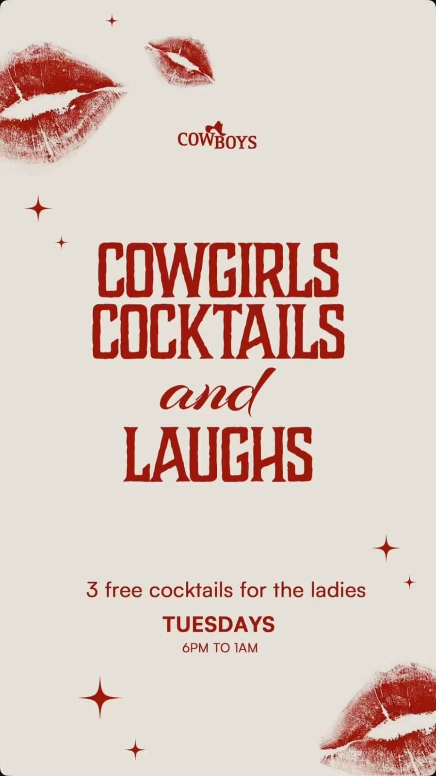 COWGIRLS COCKTAILS and LAUGHS deal image