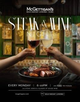 Steak & Wine Night at McGettigan's Souk Madinat deal image