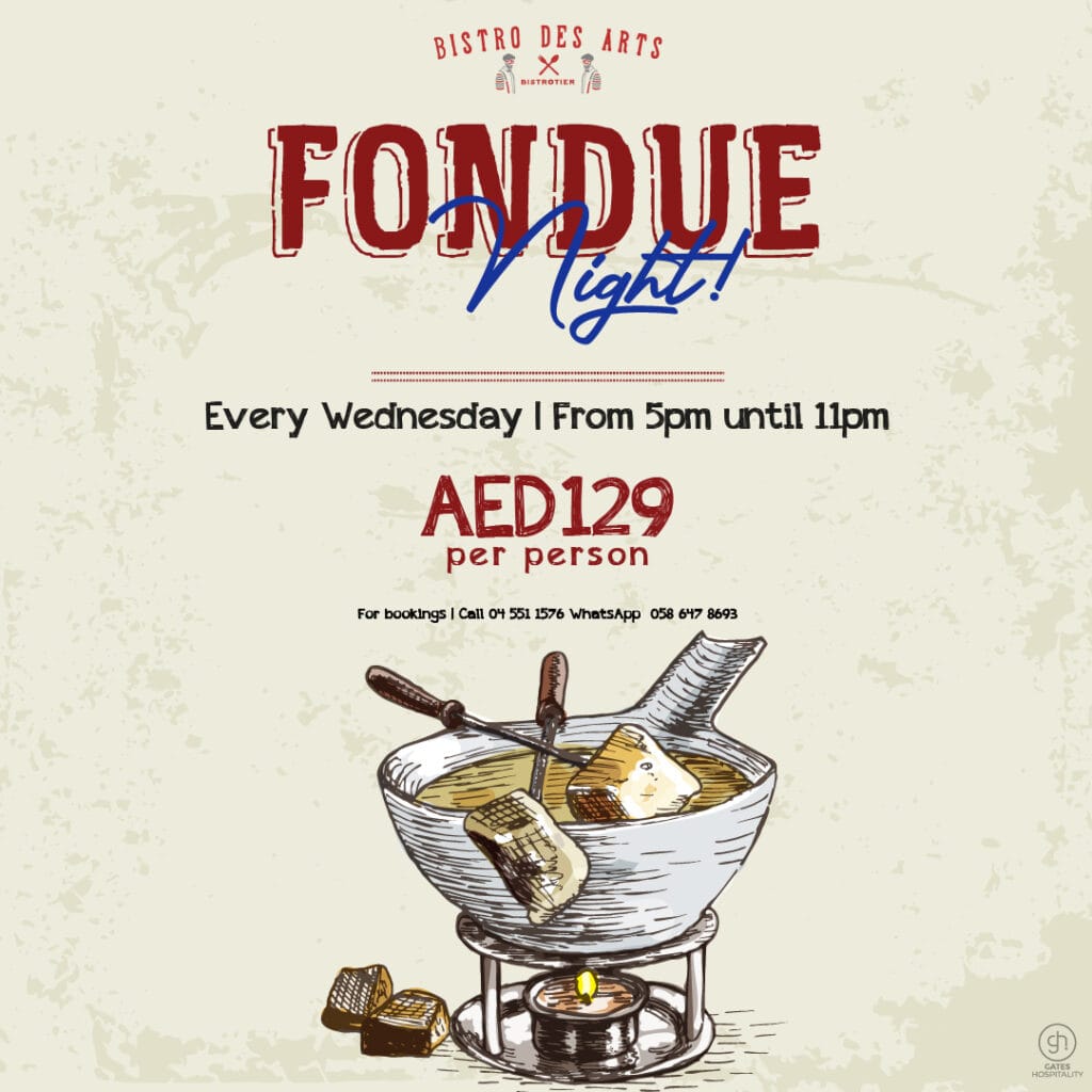 Fondue Night Bistro Des Arts Dubai Marina Mall dizzer